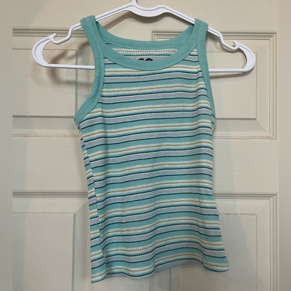 So blue pink and yellow tank top